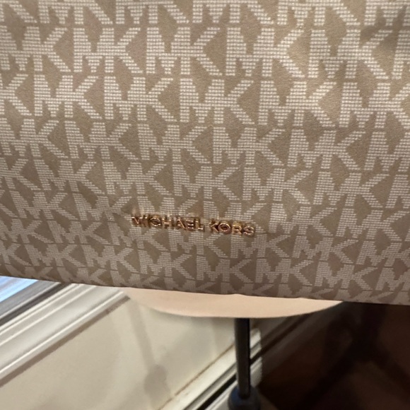 Michael Kors Monogrammed Beige Tote - Picture 4 of 5